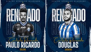 CSA anuncia renovação com o goleiro Paulo Ricardo e o zagueiro Douglas