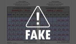 Calendário com datas de vacinação para pessoas até 32 anos em Alagoas é falso