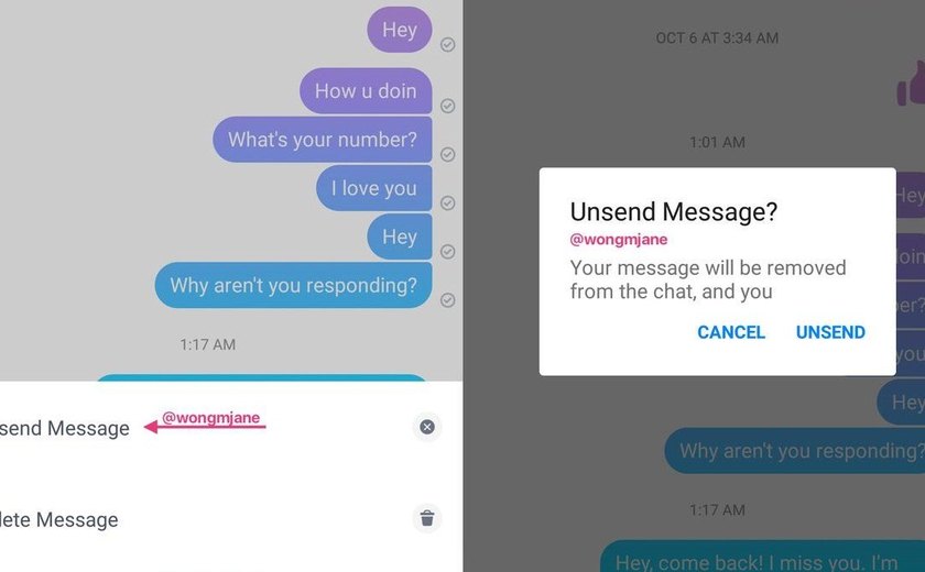 Facebook Messenger testa recurso para desfazer envio de mensagens