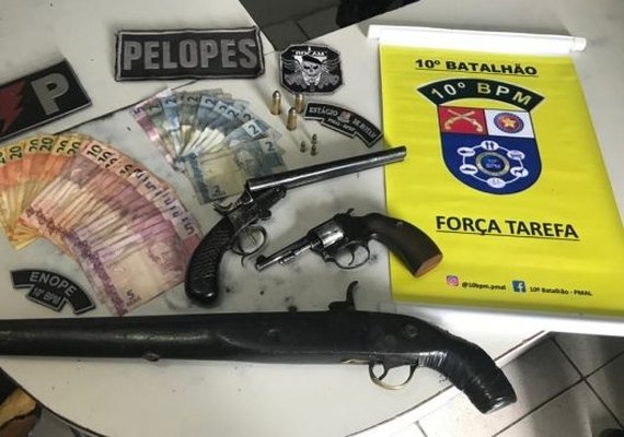 Armas de fogo e drogas são apreendidas pela PM de Alagoas