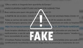 É falso que União Europeia iria substituir vacinas por ivermectina