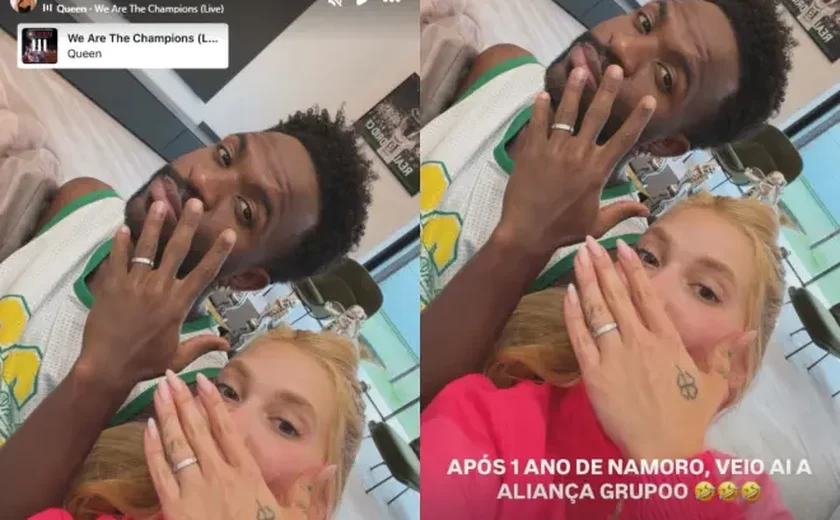 Virgínia comemora a chegada da aliança de compromisso com o namorado, Vini Jr.