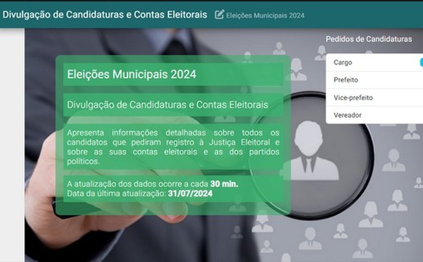 Registros de candidaturas podem ser acompanhados na plataforma DivulgaCandContas