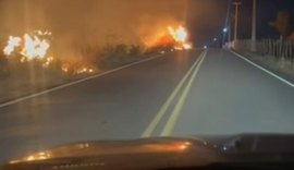 Incêndio às margens da AL-210 assusta motoristas na noite de segunda-feira (19)