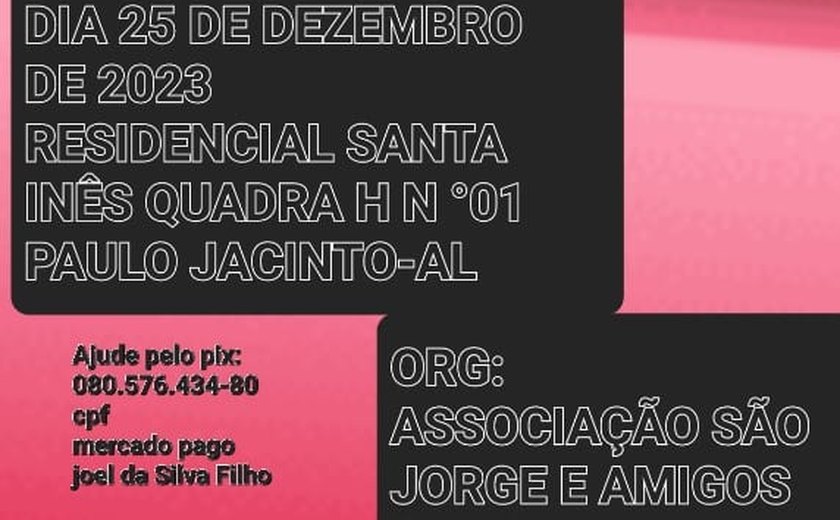 Associação Sociocultural São Jorge realiza campanha para almoço solidário de Natal