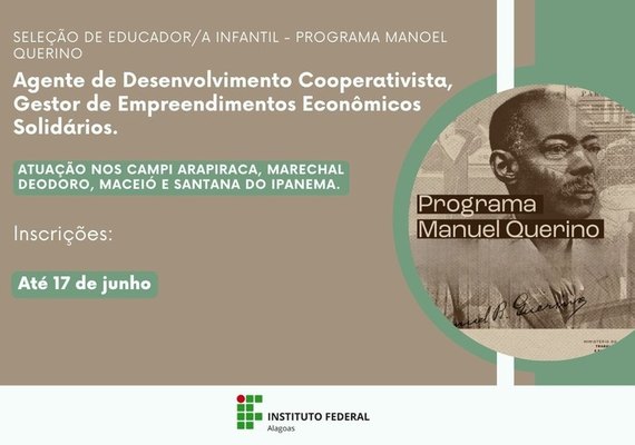 Ifal seleciona profissionais para atuarem como educadores infantis pelo Programa Ecosol