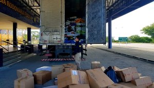 PRF apreende dezenas de mercadorias falsificadas em caminhão no Sertão de Alagoas