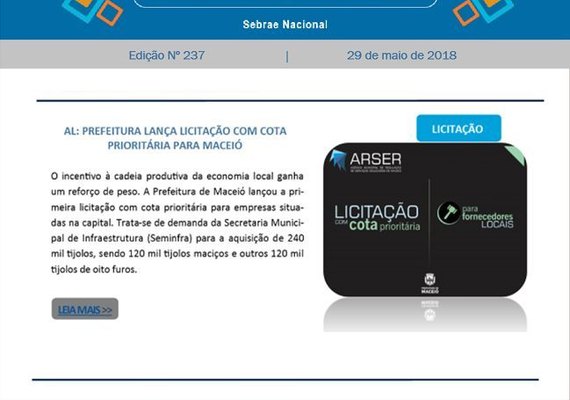 Licitação da Prefeitura de Maceió é destaque em informativo nacional