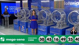 Confira as dezenas sorteadas do concurso 2.208 da Mega-Sena