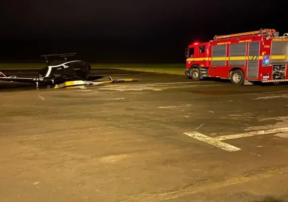 Tentativa de decolagem termina com queda de helicóptero
