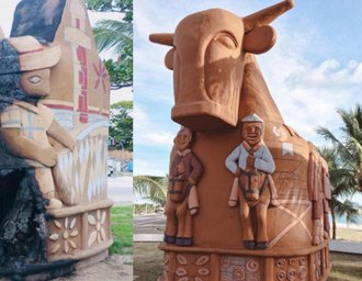 Vândalos depredam escultura Boi-Bumbá, patrimônio cultural do Estado