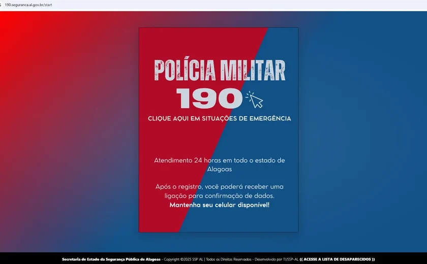 SSP lança plataforma on-line para atendimento de ocorrências pelo 190 em Alagoas