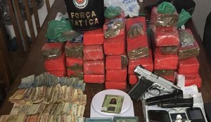 PM apreende arma de fogo e mais de 12Kg de maconha em Fernão Velho