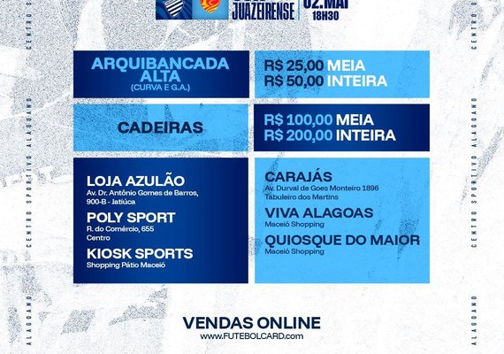 CSA inicia venda de ingressos para jogo contra a Juazeirense