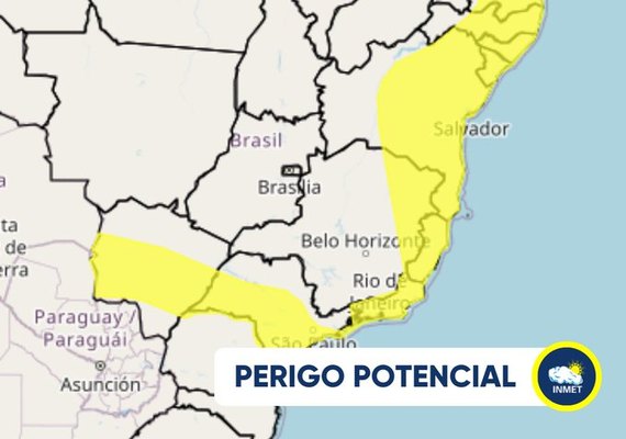 Inmet atualiza alerta de chuvas vigente de quinta-feira (22) às 10h deste sábado (24)