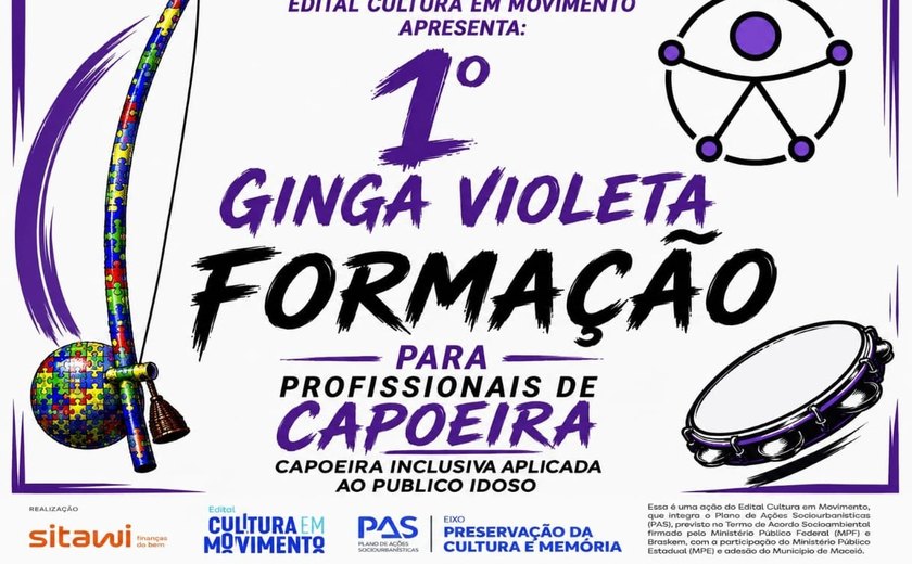 Ginga Violeta promove formação inédita para profissionais de capoeira com foco na inclusão da pessoa idosa em Maceió
