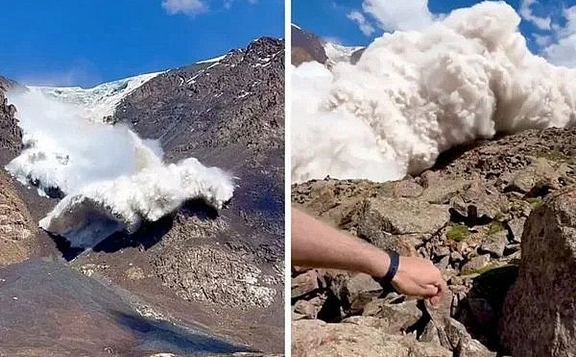 Turista filma e é atingido por avalanche de neve em montanha