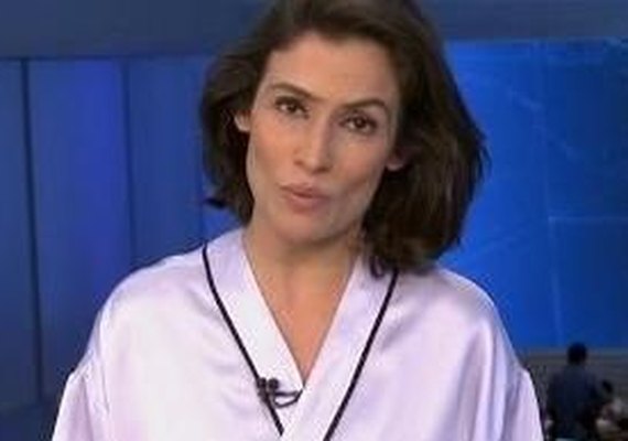 Renata Vasconcellos aparece com “roupão” esquisito na Globo e vira piada
