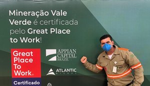 GPTW: Mineração Vale Verde conquista selo de excelente empresa para se trabalhar