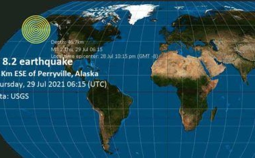 Terremoto de magnitude 8.2 atinge costa do Alasca e gera alerta de tsunami