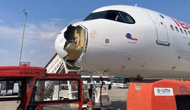 Avião fica com bico destruído após choque com pássaro e faz pouso de emergência na Espanha