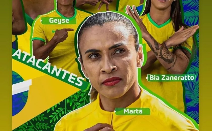 Alagoana Marta celebra convocação para disputar a sexta Copa do Mundo