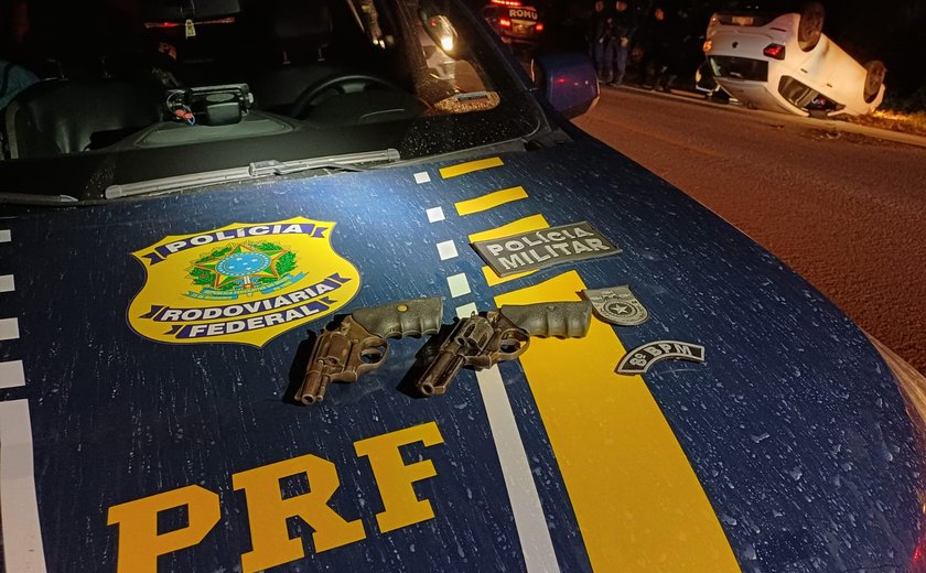 PRF e PM prendem indivíduo que estava cometendo assaltos em Pilar com um veículo roubado