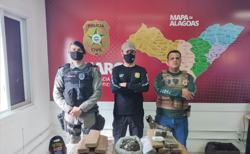 Polícias Penal, Militar e Civil prendem 2 suspeitos e apreendem mais de 20 kg de drogas