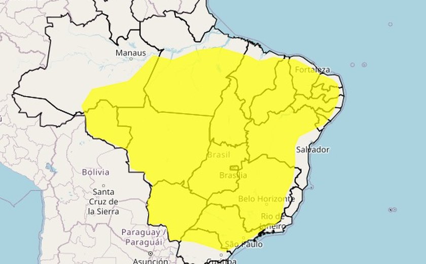 Inmet emite alerta de baixa umidade para 65 municípios de Alagoas