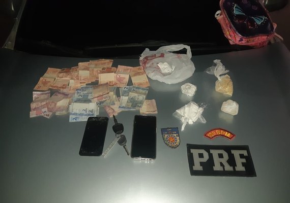 Ação conjunta da PRF, 10° BPM e PC prende casal com drogas em Belém