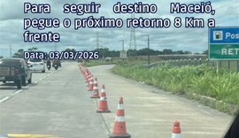 Interdição em alça de acesso à BR-101, sentido Maceió continua nesta quarta, informa PRF/AL