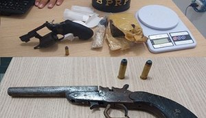 Em ocorrências distintas, BPRp apreende duas armas de fogo e drogas em Maceió