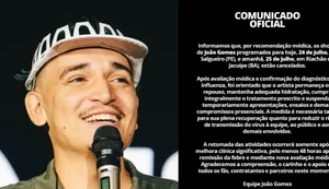 Cantor João Gomes é hospitalizado e cancela shows