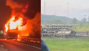 Ônibus com atletas de natação pega fogo e adolescentes saem às pressas 'só com a roupa do corpo' em SC