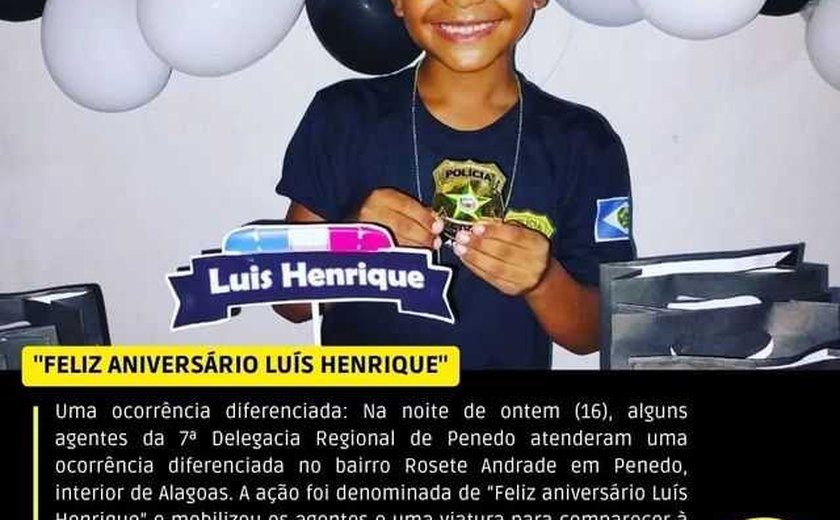 Agentes da Polícia Civil comparecem em aniversário de criança de 9 anos para fazer surpresa