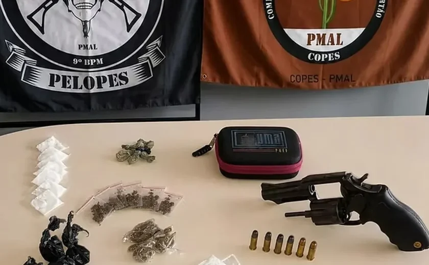 Denúncia de tráfico termina com três presos e apreensão de drogas e arma em Delmiro Gouveia