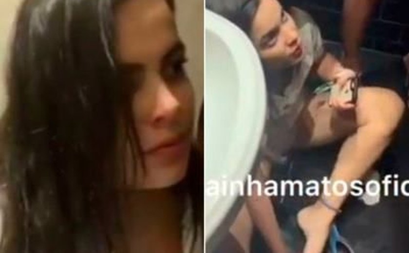 Veja vídeo! Ex-BBB Mayla Araújo apanha em banheiro de boate e é filmada no chão
