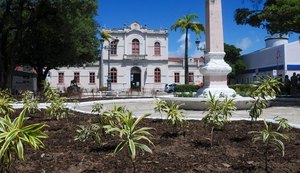 Praça Dois Leões recebe arborização e jardinagem