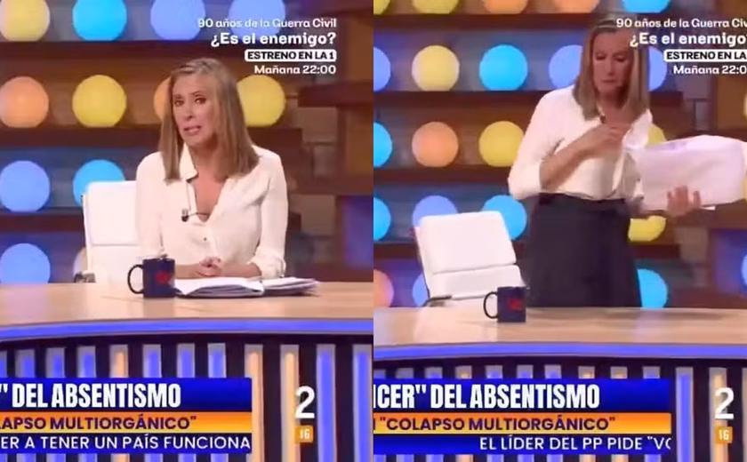 Apresentadora abandona programa ao vivo na Espanha e acusa colega de assédio moral