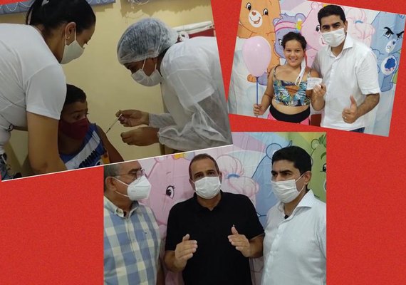 Criançada de Pão de Açúcar prestigia Dia D da Vacina contra a Covid-19 em clima festivo