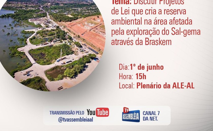Audiência pública irá debater criação de reserva ambiental em área afetada pela Braskem
