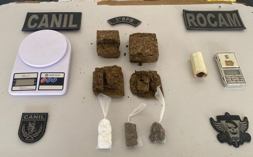 PM/AL combate o tráfico e apreende drogas em Arapiraca e Girau do Ponciano