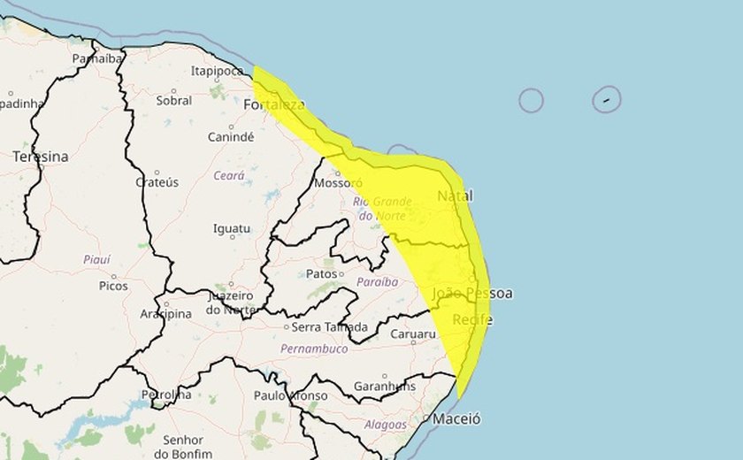 Inmet emite alerta de chuvas intensas e ventos fortes para mais de 70 municípios de Alagoas