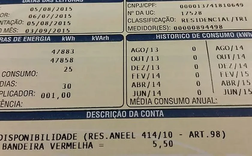 Aneel mantém bandeira vermelha patamar 1 para novembro