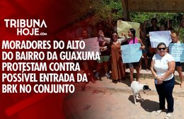 Moradores do alto do bairro da Guaxuma protestam contra possível entrada da BRK