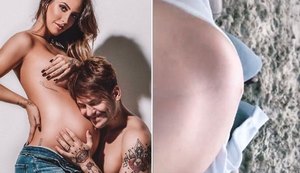 Gabi Brandt volta a impressionar com tamanho da barriga: 'rindo de nervoso'