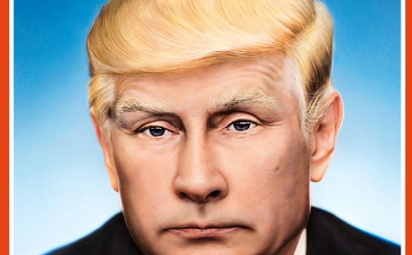 Revista alemã põe cabeleira de Donald Trump no rosto de Putin em capa