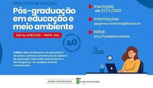Inscrições na pós-graduação em Educação e Meio Ambiente são prorrogadas até dia 21