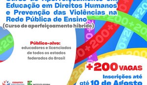 Ifal oferta novas vagas para Aperfeiçoamento em Educação em Direitos Humanos e Prevenção das Violências