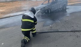 Veículo fica destruído após pegar fogo em residencial de Arapiraca